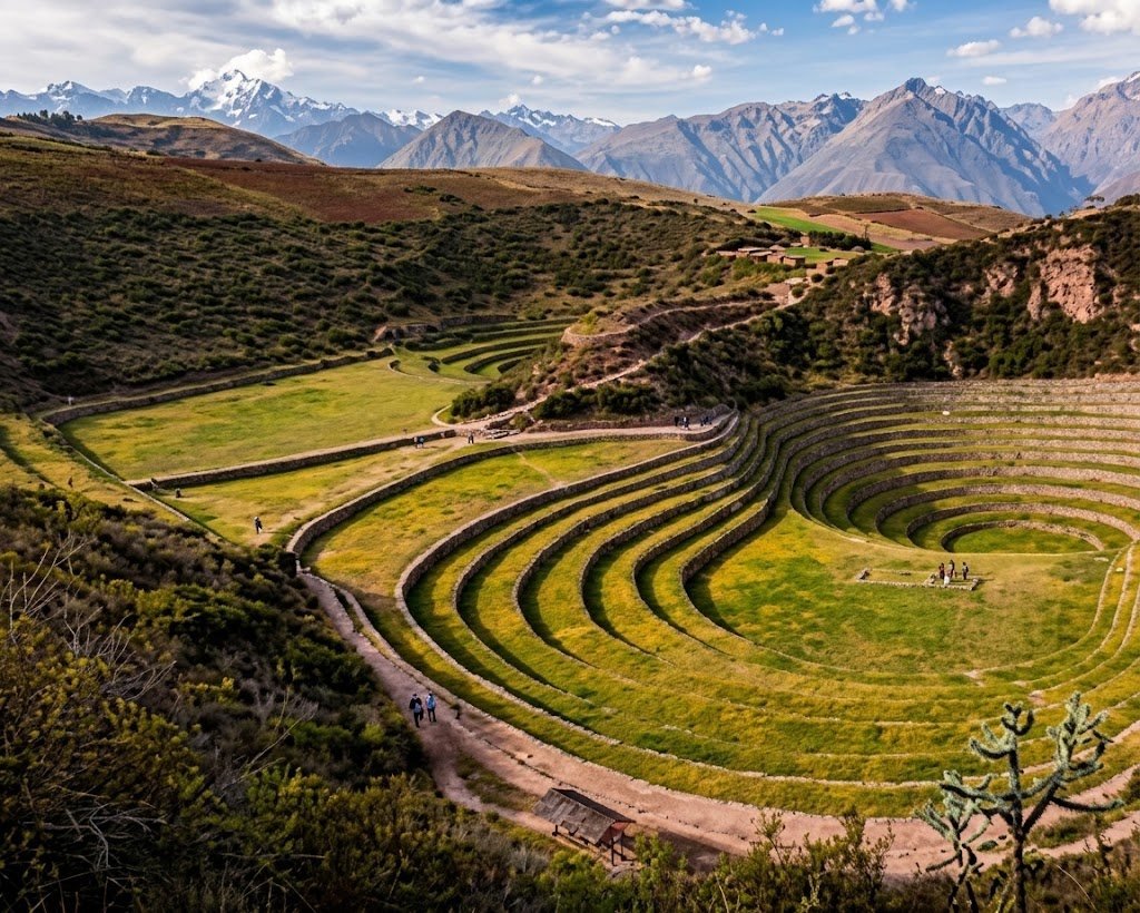 Andenes incaicos en el Valle Sagrado, Perú